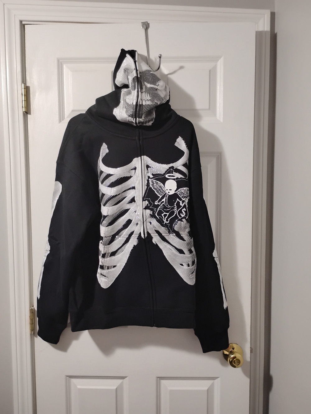 Hasta Muerte Black Skeleton Zip-Up Hoodie Jacket